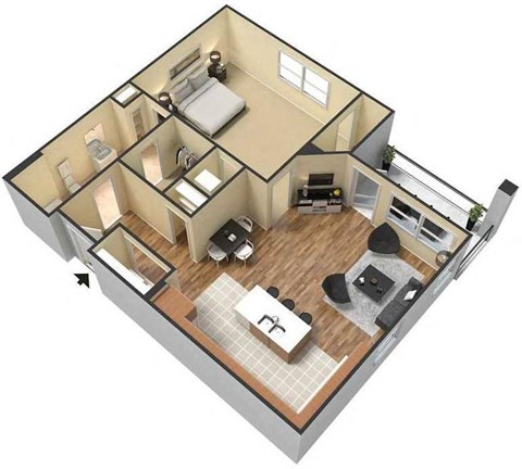 Demure Floor plan  at Meridian Park Apartments, Collierville